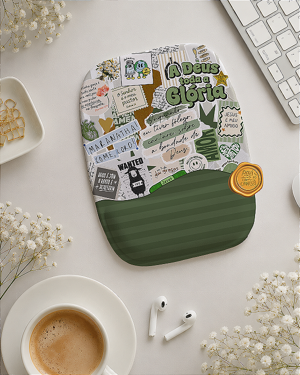 Mousepad ergonômico personalizado Jesus sticker verde