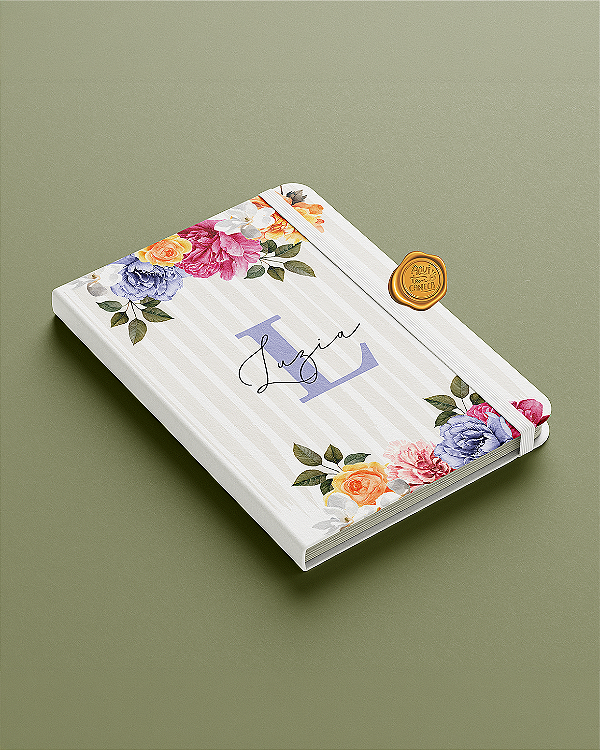 Moleskine personalizado arte floral meu jardim lilás