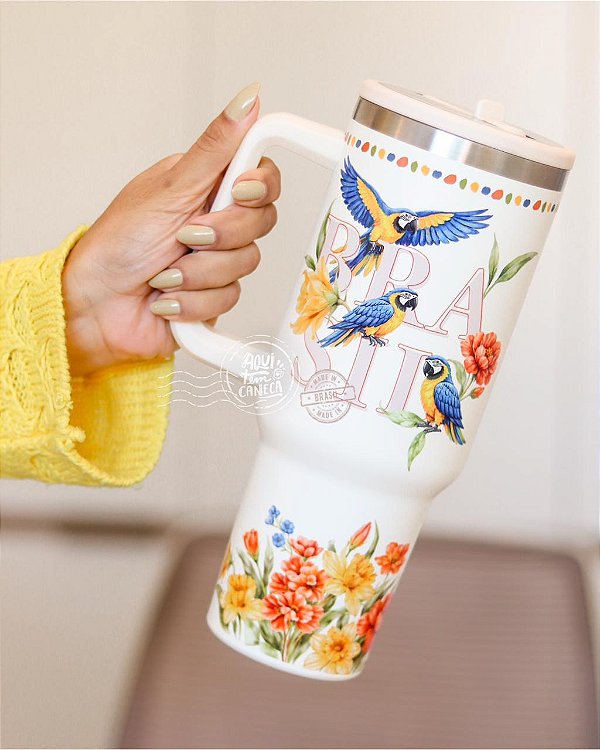 Copo térmico tumbler Brasil botânico 1,2L