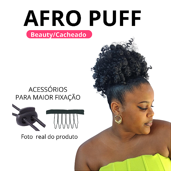 Coque Afro puff Cacheado ( cor 1B Preto)