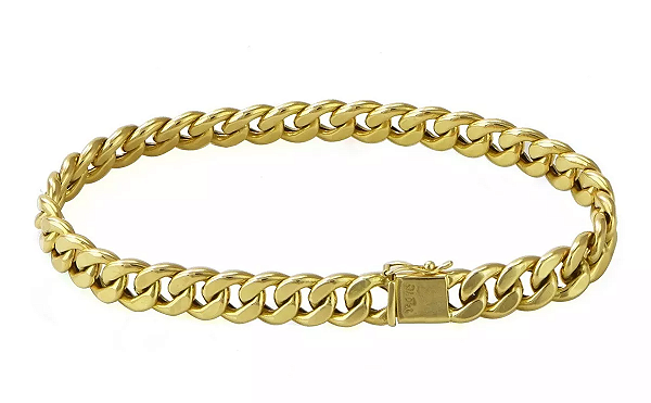 Pulseira Elos Grumet de Ouro 18k com 10 Gramas - Largura de 7mm.