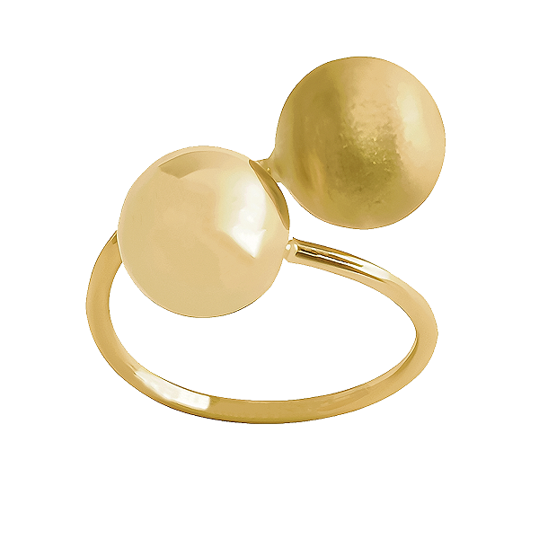 Anel Feminino Bola Dupla de Ouro 18k 4 Gramas