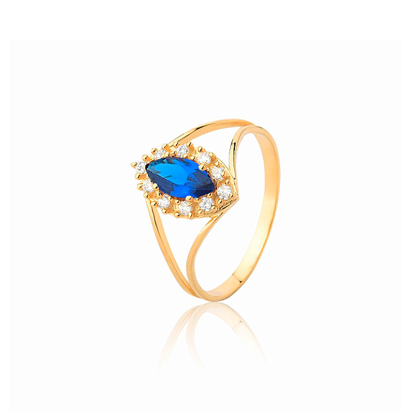 Anel de Formatura Feminino Delicado Aro Duplo de Ouro 18k - Cód. 1770