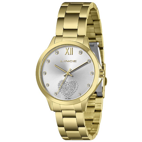 Relógio Lince Feminino Dourado Coração Lrg4808l40 S3kx
