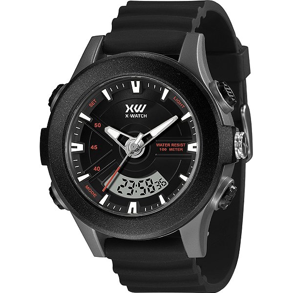 Relógio X-watch Anadigi Esportivo Preto Silicone Xmppa355 P1PX