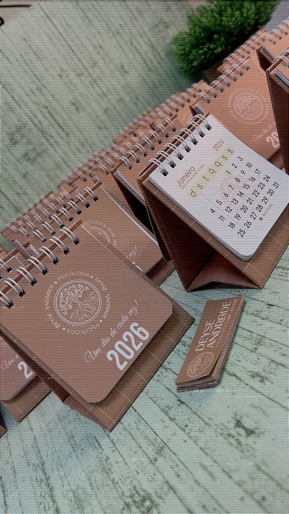 Mini Calendário de mesa 2026 - Personalizado