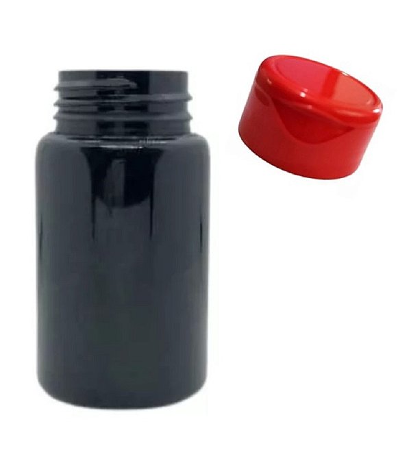 Frasco Pet Preto c/ Tampa Vermelha Flip Top