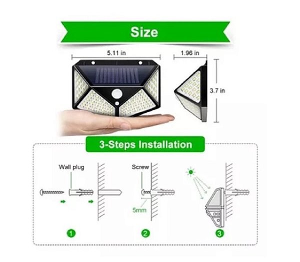 Luminária de Parede Solar com Sensor Economia e Segurança