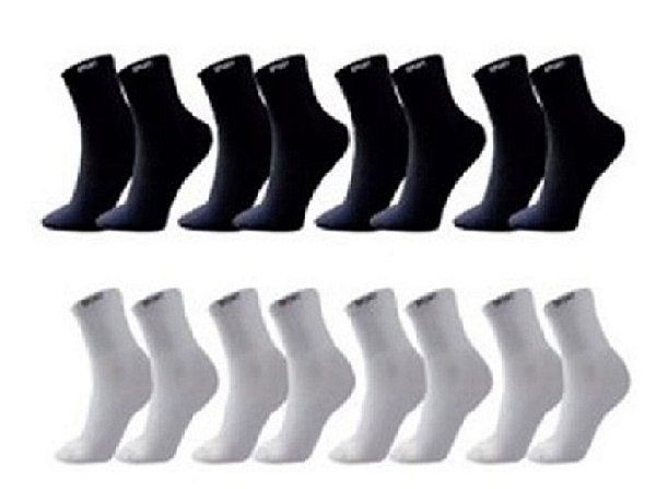 Kit 12 Pares Meias Brancas e Pretas Cano Alto Longo Sport Algodão
