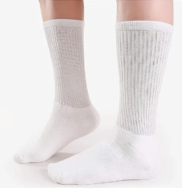 Kit 12 Pares Meias Brancas e Cinzas Lisas Cano Alto Longo Sport Algodão