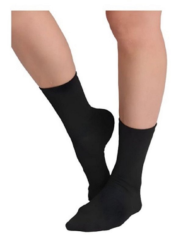 Kit 12 Pares Meias Pretas Lisas Cano Alto Longo Sport Algodão