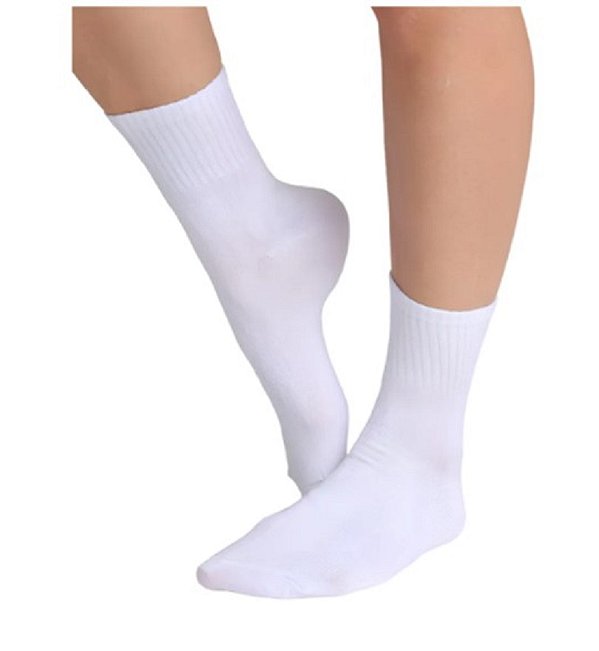 Kit 12 Pares Meias Brancas Lisas Cano Alto Longo Sport Algodão