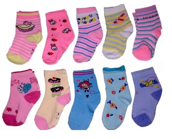 Kit Com 12 Pares De Meias Infantil Feminina de Criança