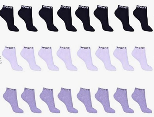 Kit com 12 Pares de Meia Masculina Cano Curto Soquete algodão branca preta e cinza Preço Atacado