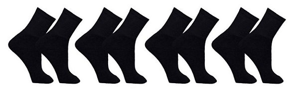 KIT 12 PARES MEIAS PRETAS LISAS UNISSEX CONFORTÁVEL