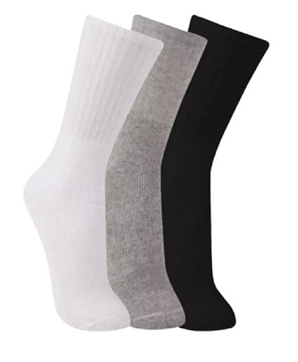 Kit 12 Pares Meias Cano Alto Algodão