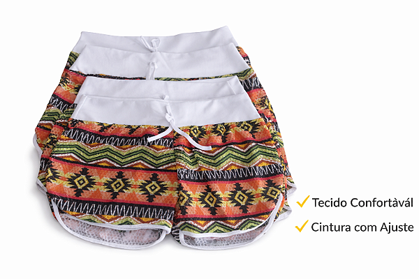 Shorts Feminino Curto Soltinho Estampado com Elástico Verão
