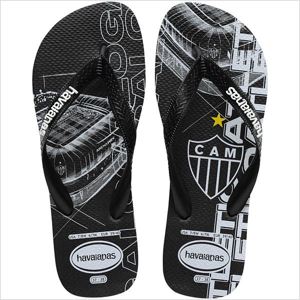 Chinelo Havaianas Top Times Atlético MG - Preto