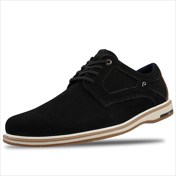 Sapato Pegada Em Couro Masculino - Preto/Pull Up Conhaque