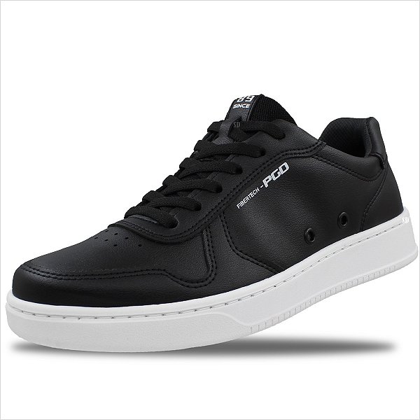 Tênis Casual Pegada em Microfibra Masculino - Importado Preto/Branco