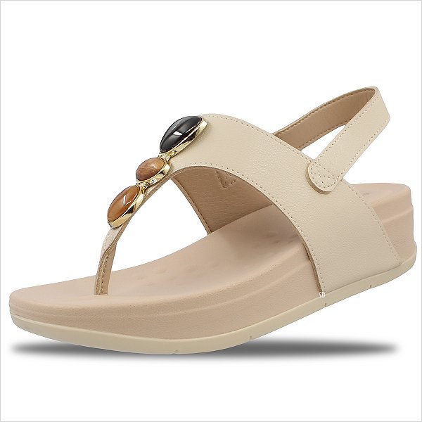 Sandália Modare Ultra Conforto Pedrarias Femiino - Creme