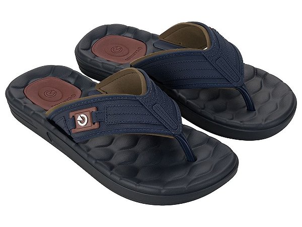 Chinelo Cartago Egeu III Dedo AD Ref:12287 - Azul/Marrom/Bordo