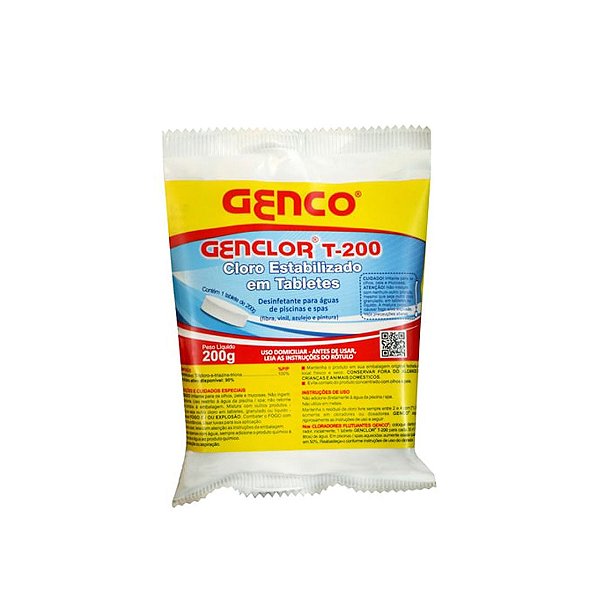 PASTILHA GENCO CLORO ESTABILIZADO T200 GENCLOR 200G