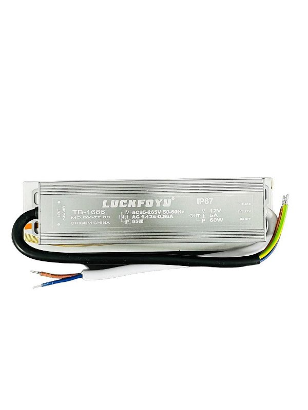 FONTE DE ALIMENTACAO LUCKFOYU 12V 5A 60W IP67 (BLINDADA)
