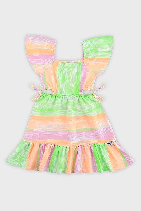 Vestido infantil em Meia Malha Listras Verde