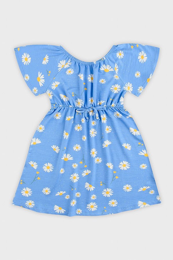 Vestido Infantil Flores Azul
