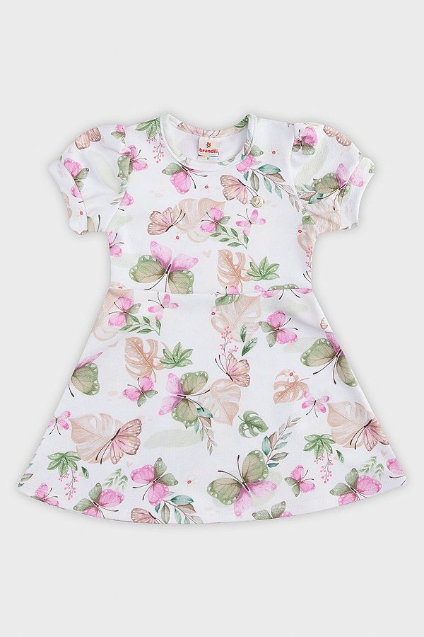 Vestido Infantil Borboletas Natural