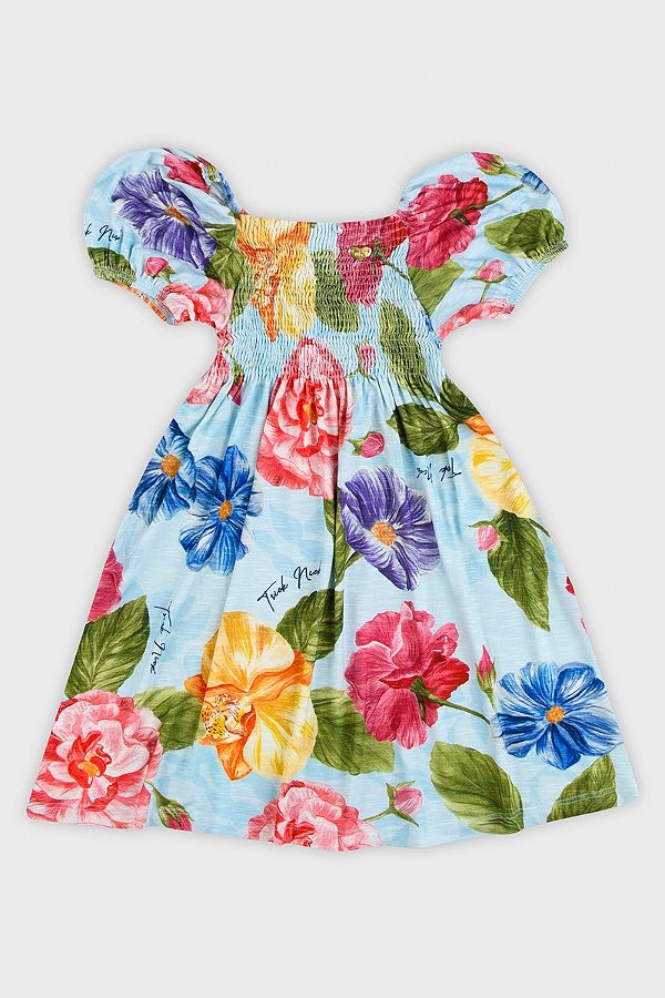 Vestido Infantil Floral Azul