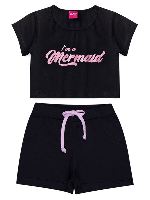 CONJUNTO INFANTIL CROPPED  PRETO