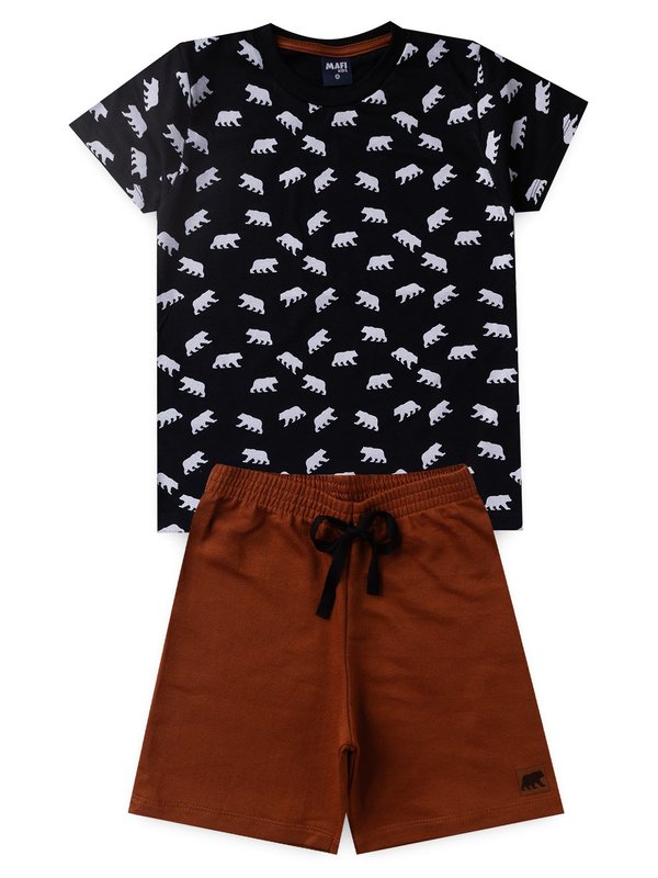 CONJUNTO INFANTIL VERÃO URSO - PRETO