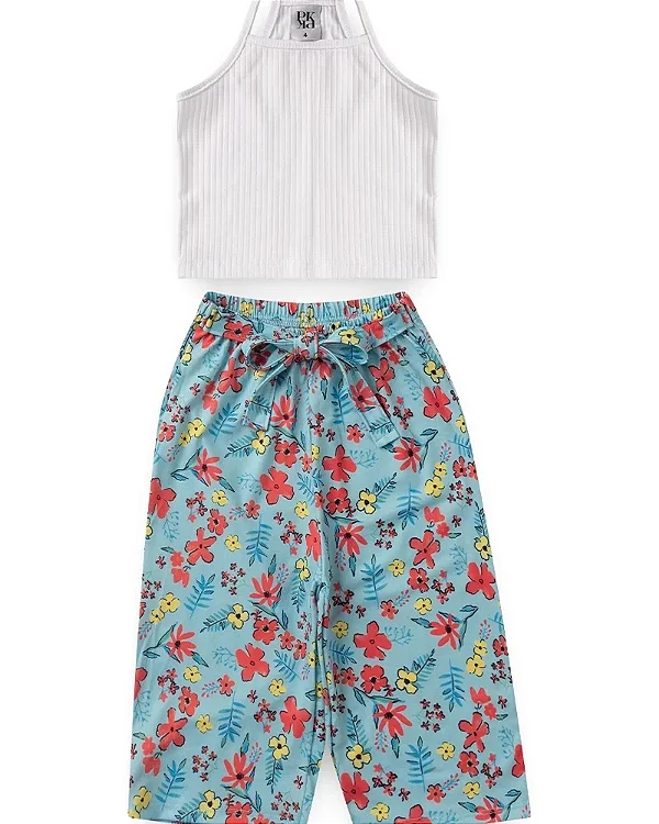 Conjunto Feminino Infantil Pantacourt Azul