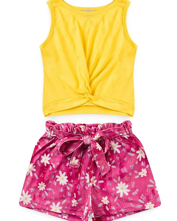 Conjunto Feminino Infantil Nó Margaridas