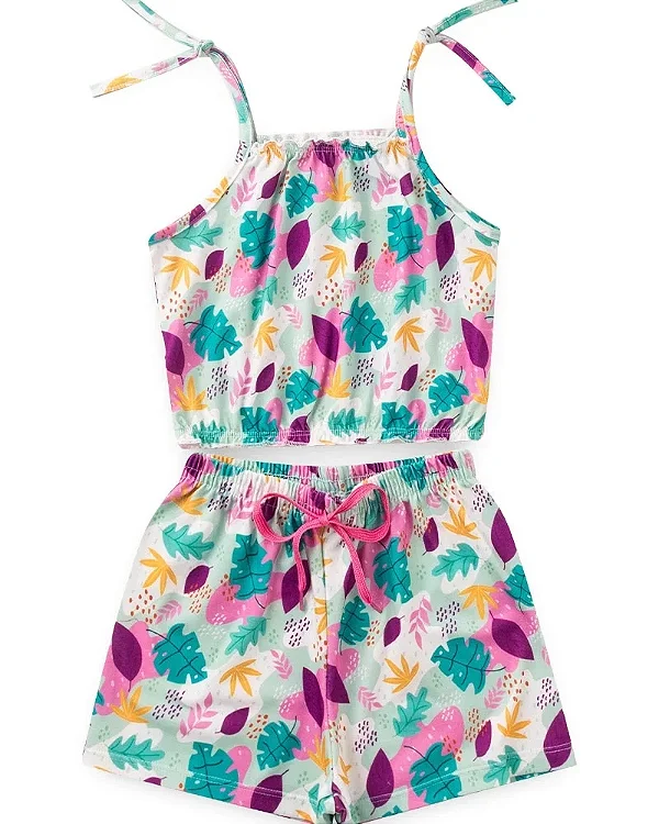 Conjunto Feminino Infantil Folhas Caem