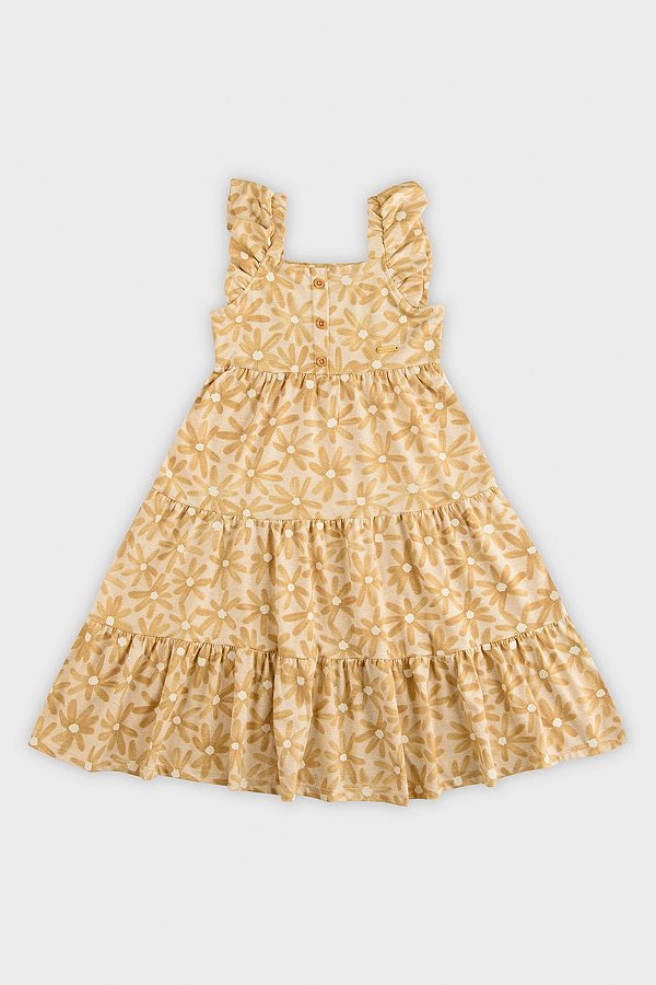 Vestido Infantil em Malha Eco Botonê Bege