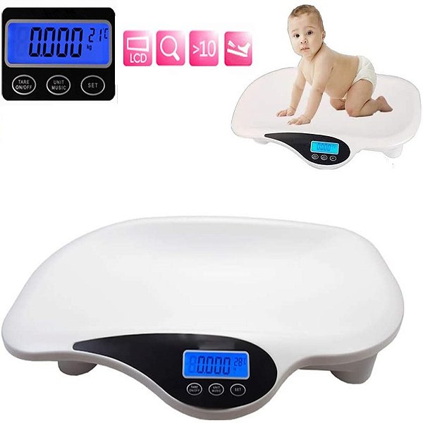 BALANCA DIGITAL PEDIÁTRICA BEBE INFANTIL MUSICAL 20KG COMPLETA COM MEDIDOR DE T