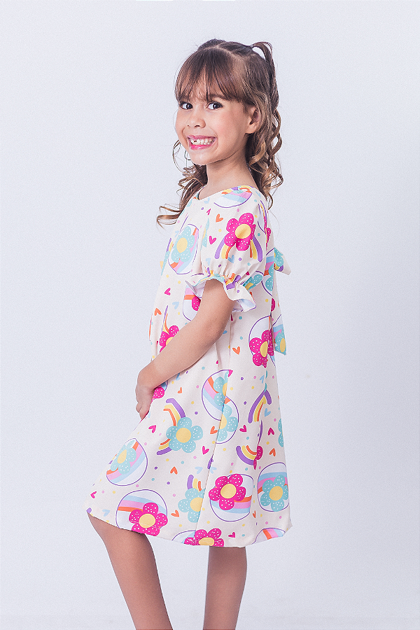 Vestido Infantil Luiza Estampado Flores Tamanho:6 (1040127574)
