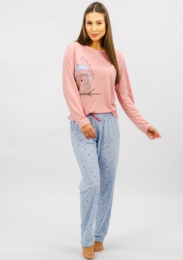 Pijama feminino de inverno coruja