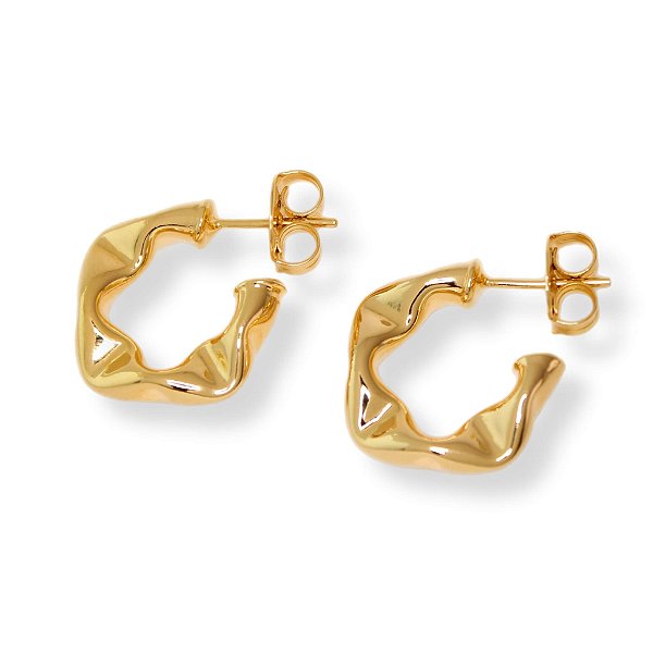 Brinco Argola Espalmada Banho Ouro 18k