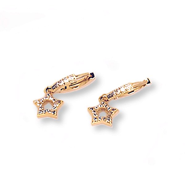 Brinco Estrela Cravejada com Zircônia Banho Ouro 18k