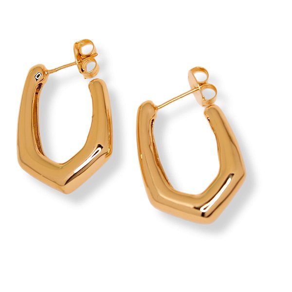 Brinco Argola Triângular Banho Ouro 18k