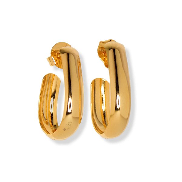 Brinco Argola Circulo Vazado Banho Ouro 18k