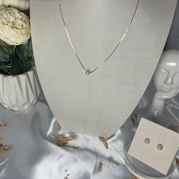 Conjunto De Pérolas Banho Ouro 18k