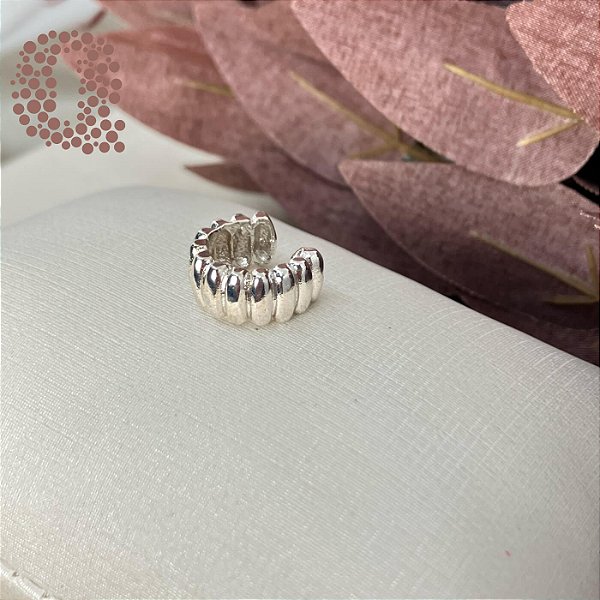 Piercing Fake Argola Ondulada Banho Ródio Branco