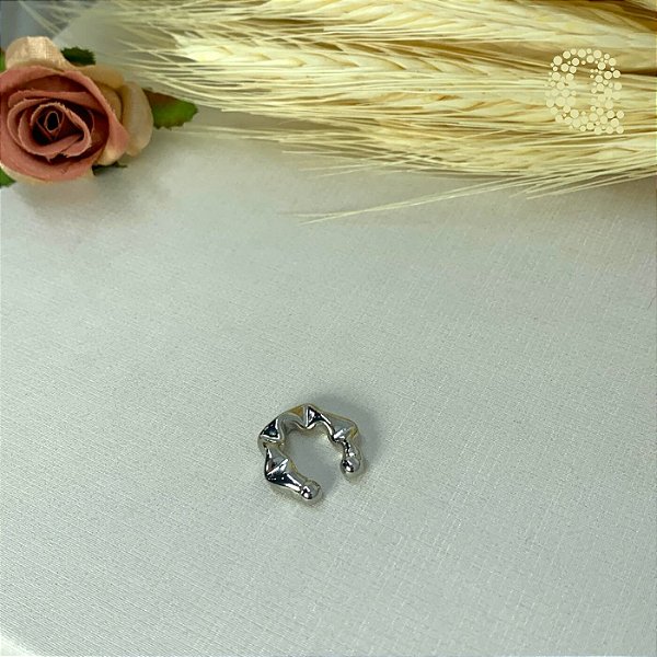 Piercing Fake Amassado Banho Ródio Branco
