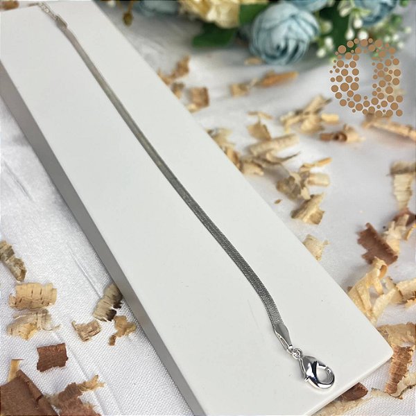 Pulseira Fita Lisa Ródio Branco
