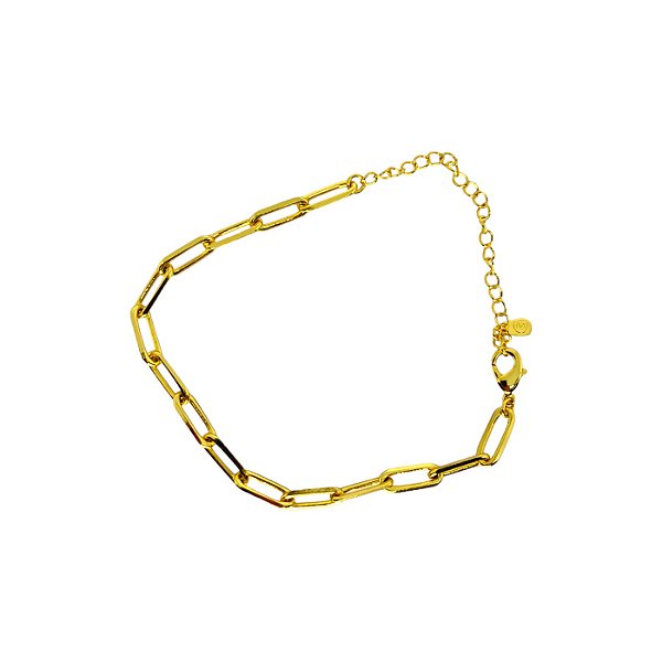 Pulseira Elos Cadeado Banho Ouro 18K